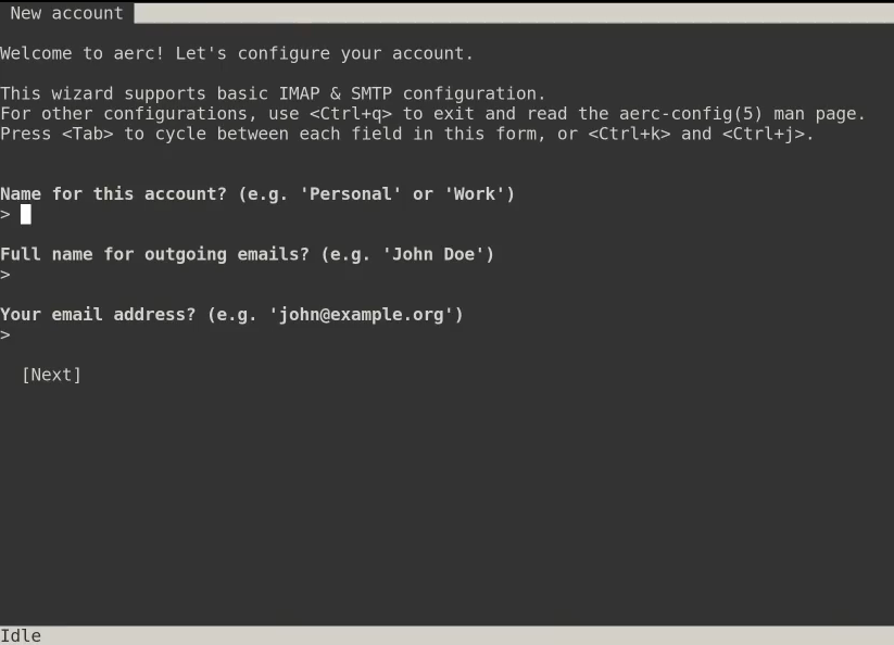 aerc - Linux terminal email client
