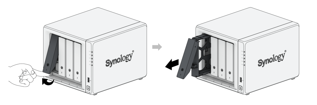 Opening the drive bays - Synology NAS