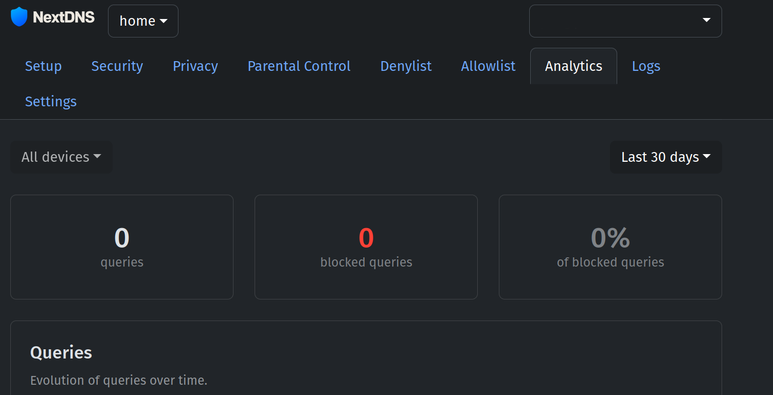 Analytics page - Next DNS