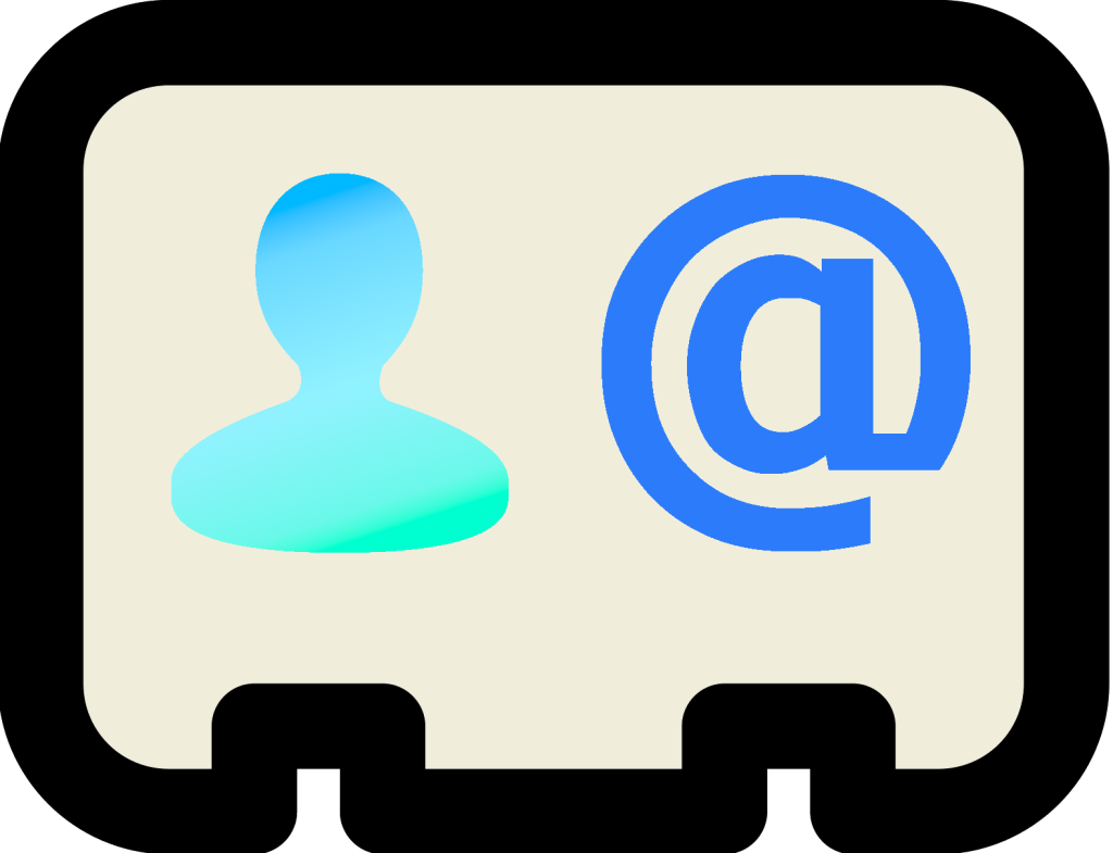 Contact US - Icon showing an old rolodex card with a person icon and @ symbol