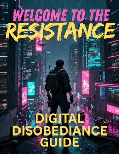 Digital Disobedience PDF available when you donate and get a custom T Shirt